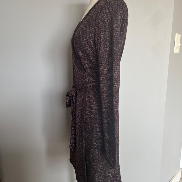 PAIGE Lucielle Longsleeve Dress Wrap up Stretchy Lurex Metallic Holidays Cocktai - Picture 7 of 16